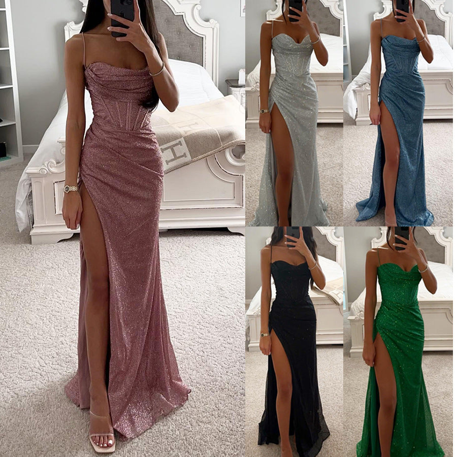 Shiny Split Long Prom Dress