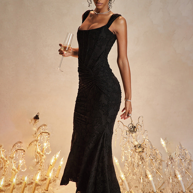 Off-Shoulder Backless Ruched Prom Dress