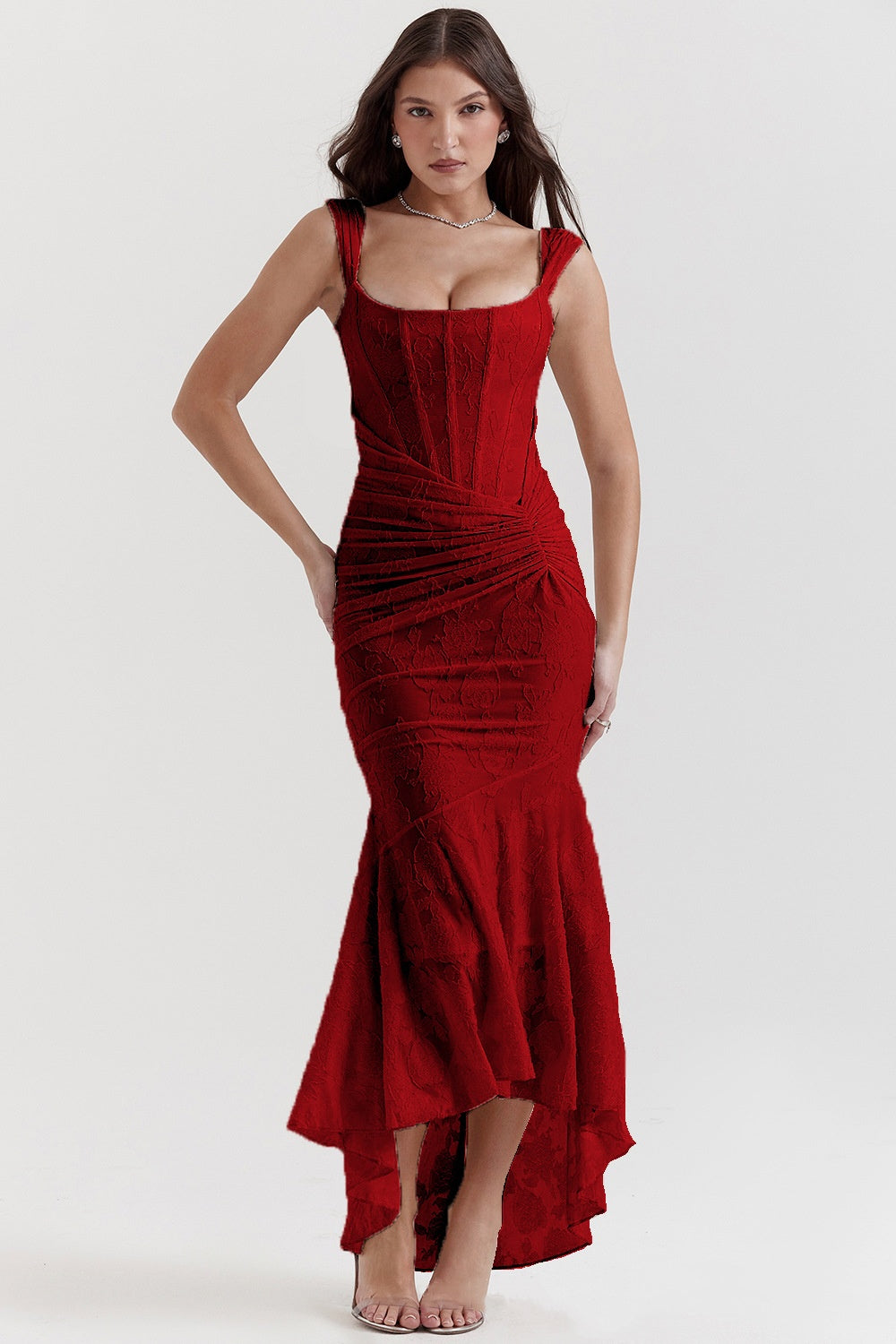 Off-Shoulder Backless Ruched Prom Dress