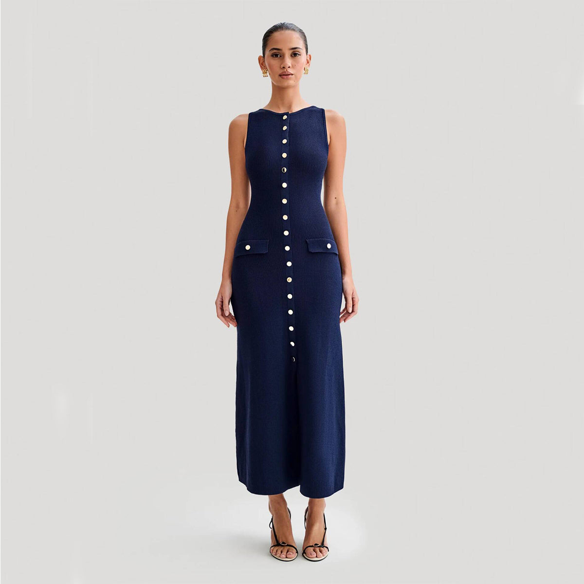 Elegant Knitted Sleeveless Long Dress