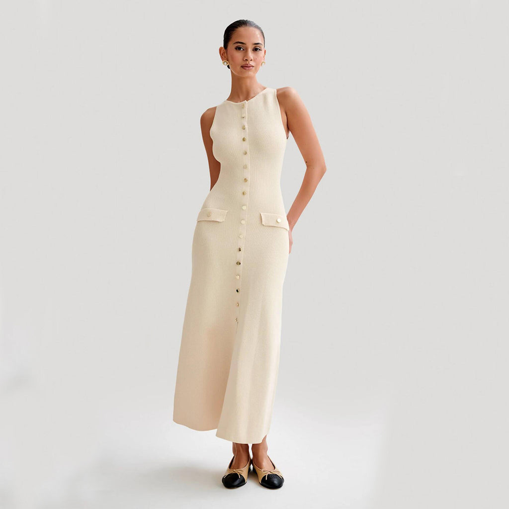 Elegant Knitted Sleeveless Long Dress