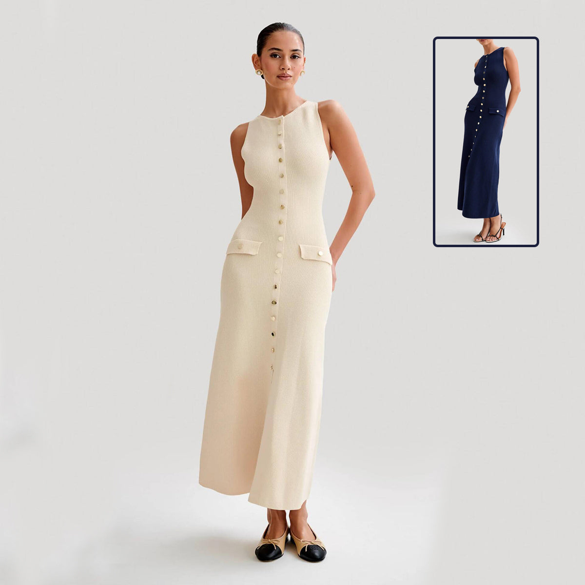 Elegant Knitted Sleeveless Long Dress