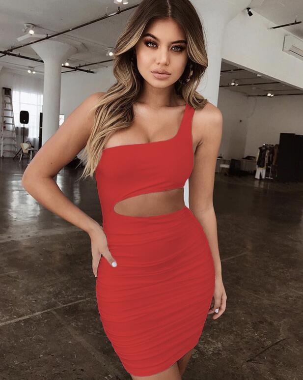 Slim One-Shoulder Short Dress