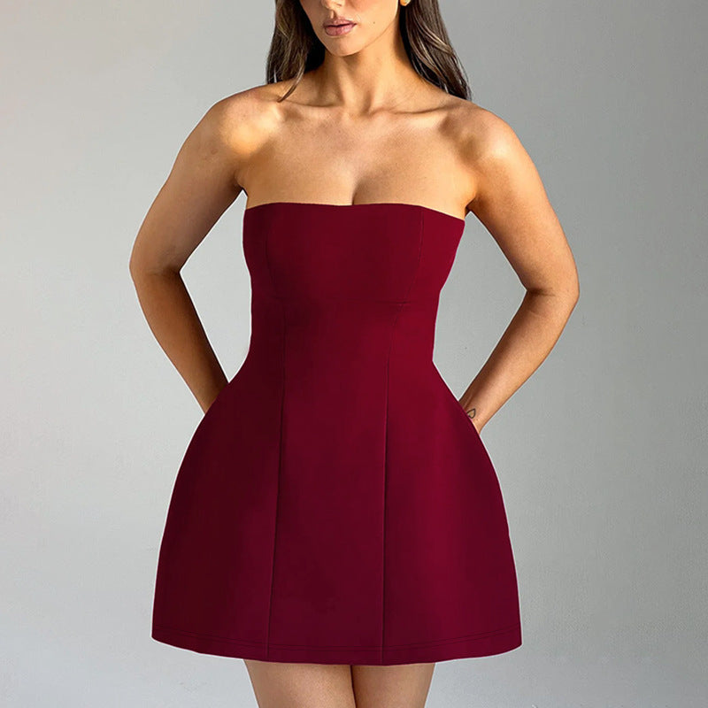 Strapless Pleated Mini Dress