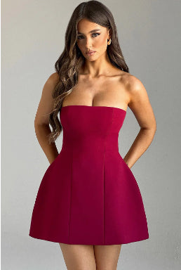 Strapless Pleated Mini Dress