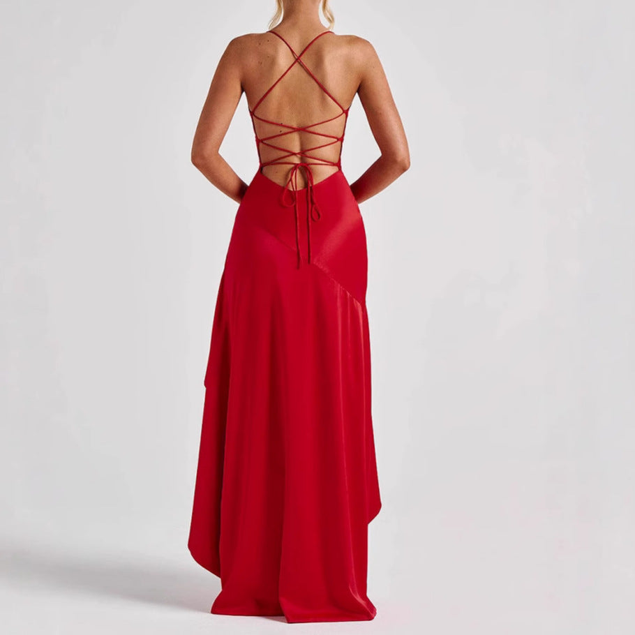 Backless With Ruffles Evening Party Dress