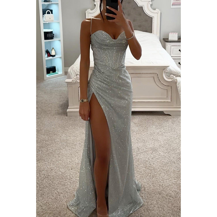 Shiny Split Long Prom Dress