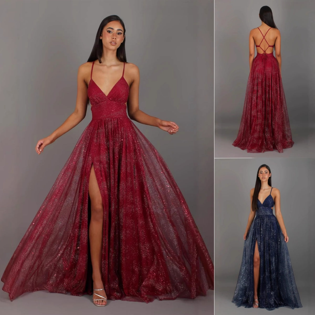 V-Neck Sleeveless High Waist Split Prom Dress
