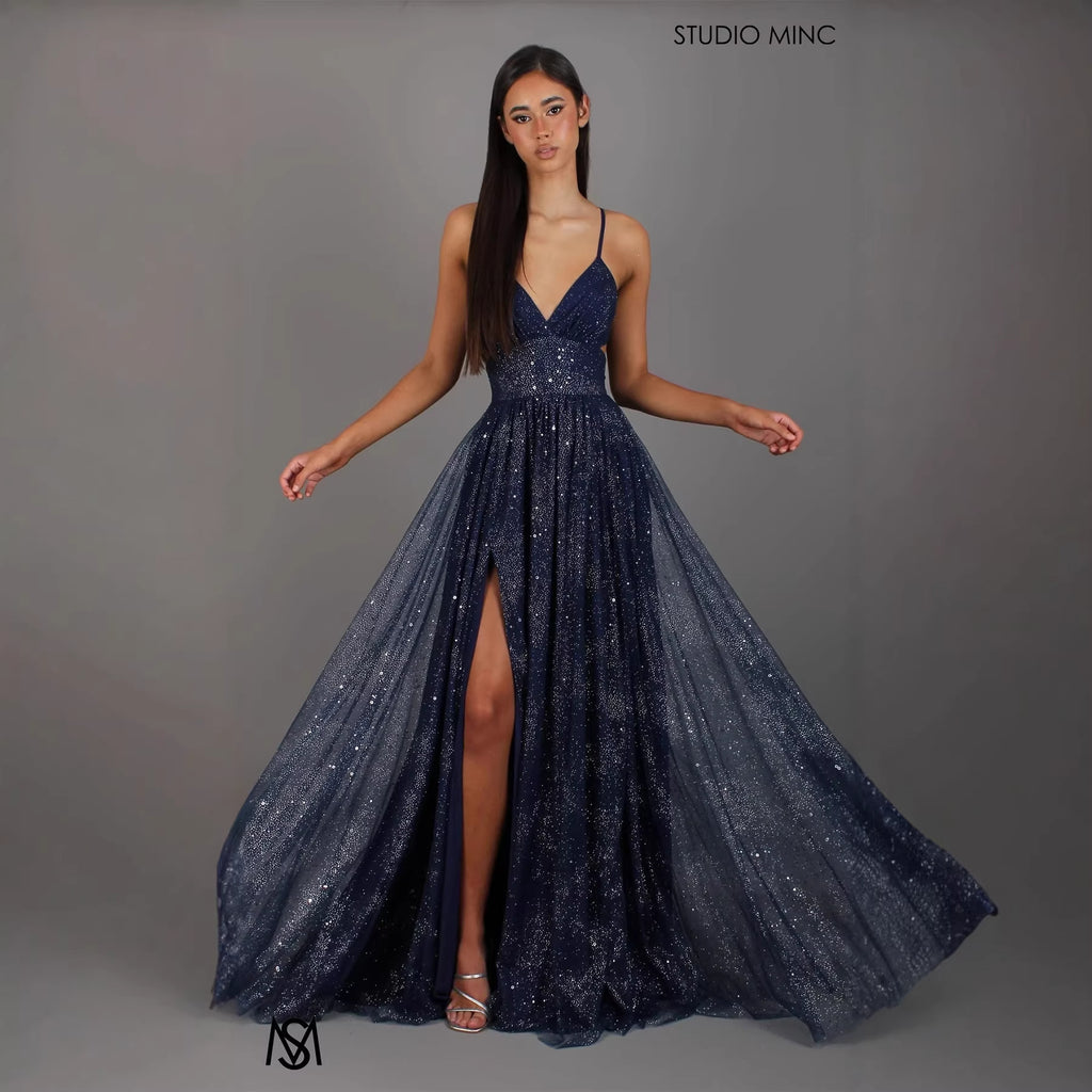 V-Neck Sleeveless High Waist Split Prom Dress