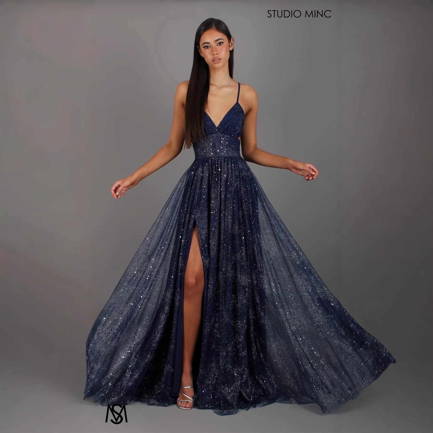 V-Neck Sleeveless High Waist Split Prom Dress