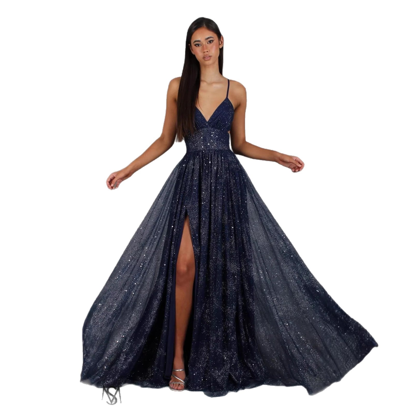 V-Neck Sleeveless High Waist Split Prom Dress