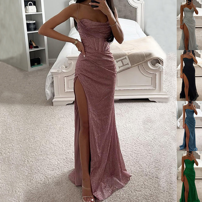 Shiny Split Long Prom Dress
