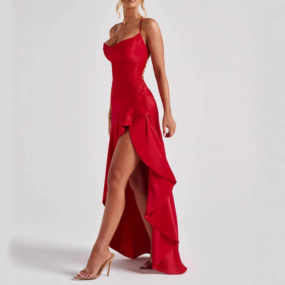 Backless With Ruffles Evening Party Dress