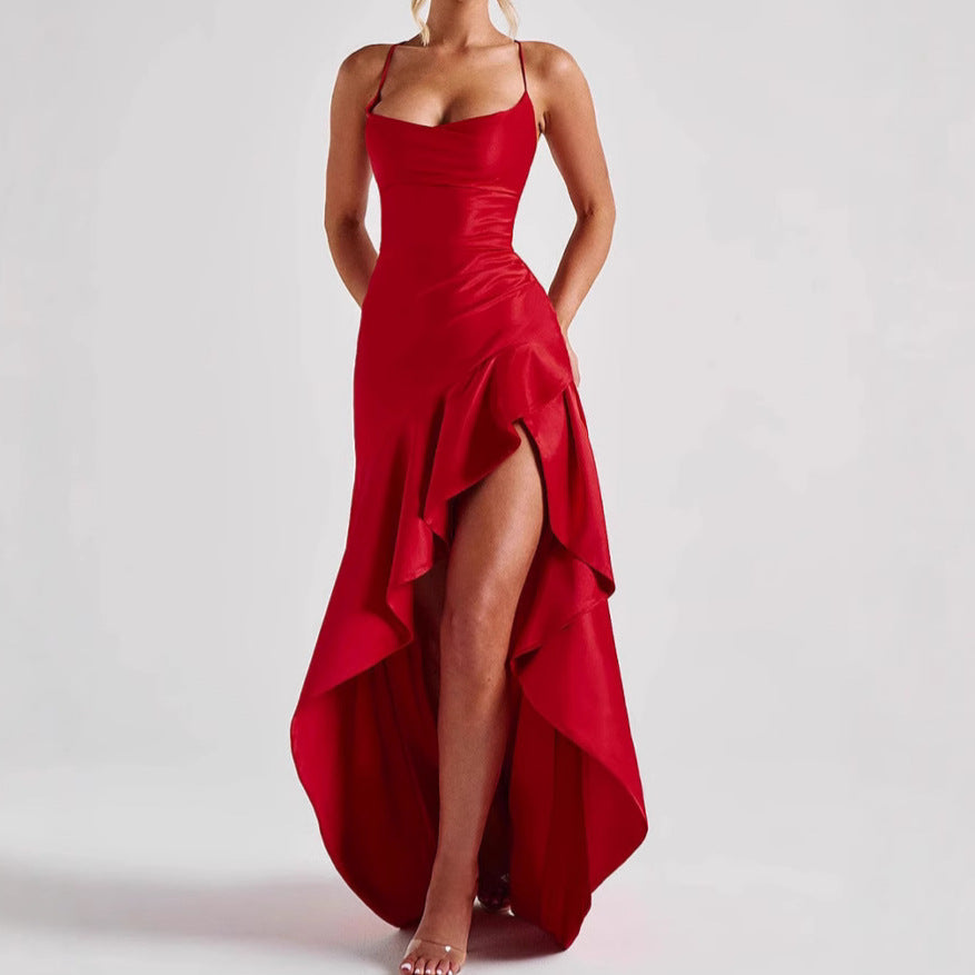 Backless With Ruffles Evening Party Dress