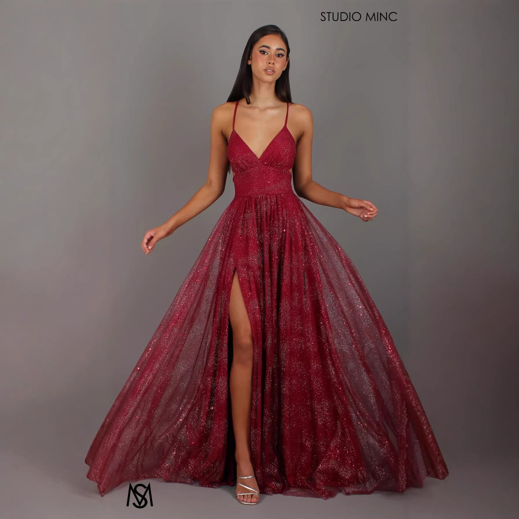 V-Neck Sleeveless High Waist Split Prom Dress