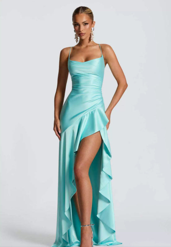 Backless With Ruffles Evening Party Dress