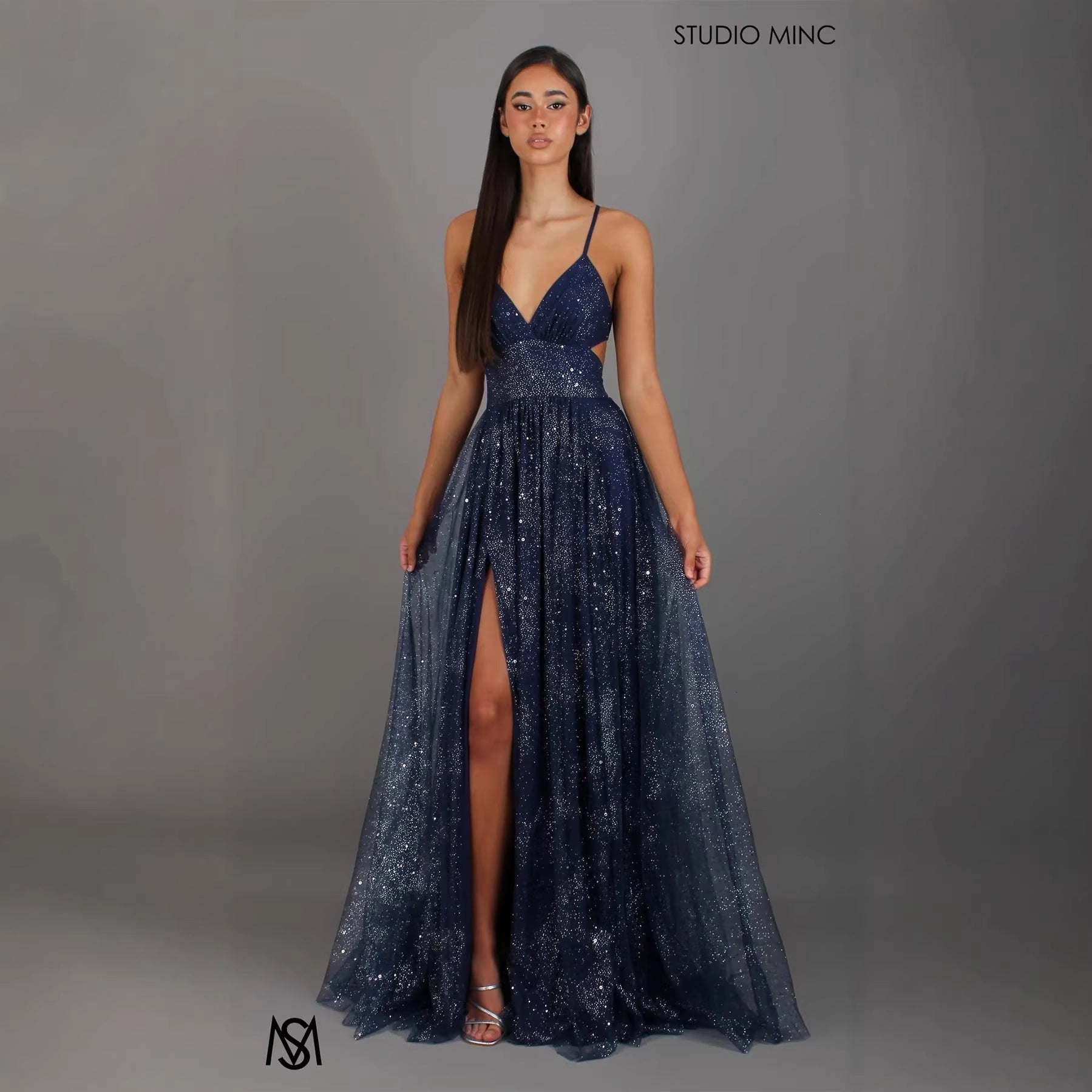 V-Neck Sleeveless High Waist Split Prom Dress