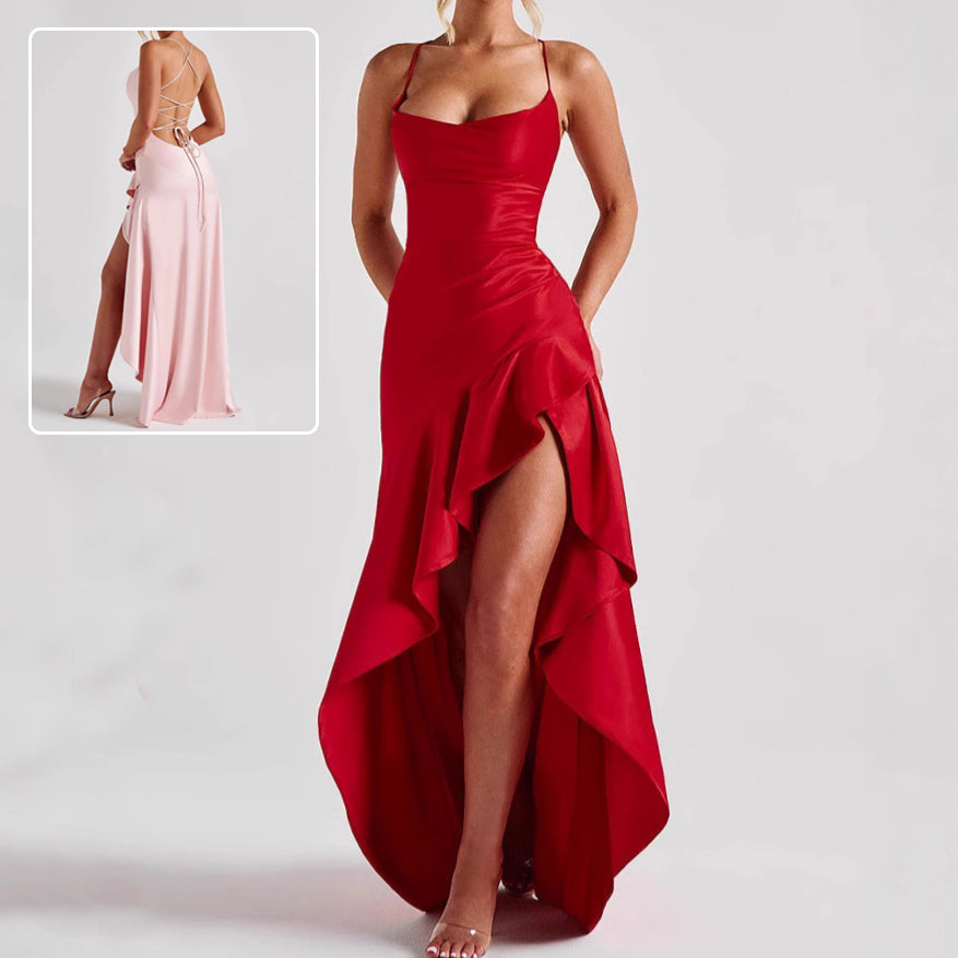 Backless With Ruffles Evening Party Dress