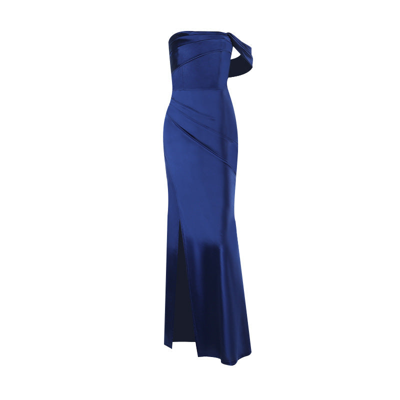 Off-Shoulder High Slit Dress