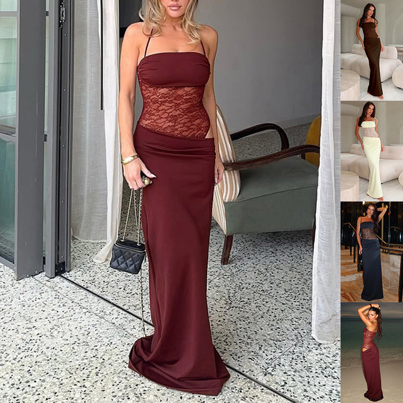 Spaghetti Strap Lace Elegant Maxi Dress