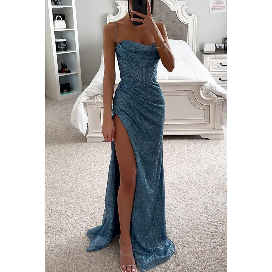 Shiny Split Long Prom Dress