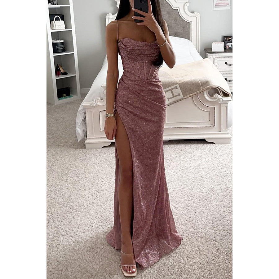 Shiny Split Long Prom Dress