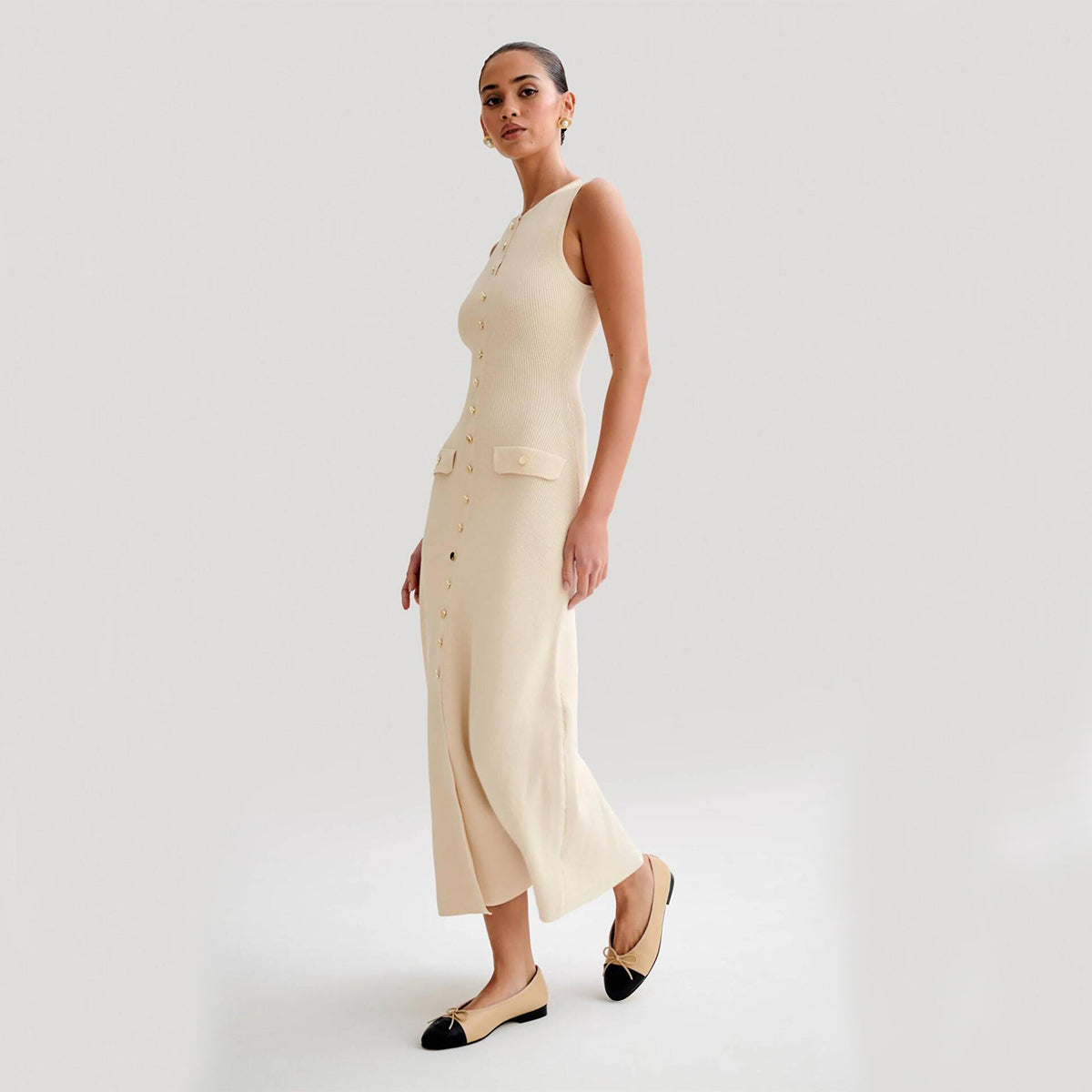 Elegant Knitted Sleeveless Long Dress