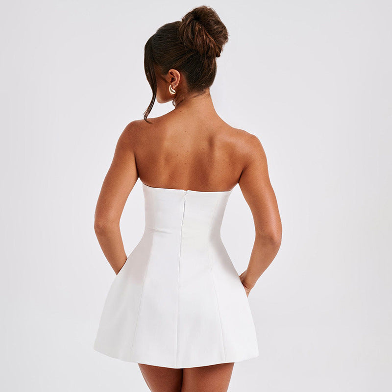 Strapless Pleated Mini Dress