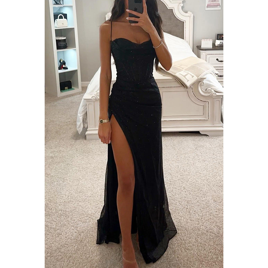 Shiny Split Long Prom Dress