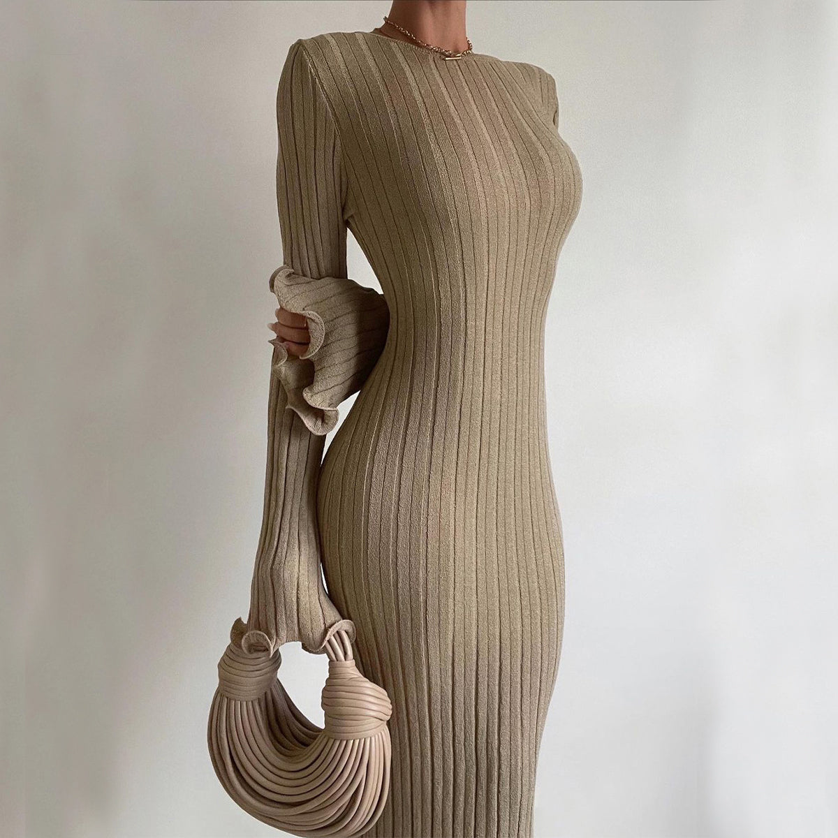 Knitted Back-Less Long Dress