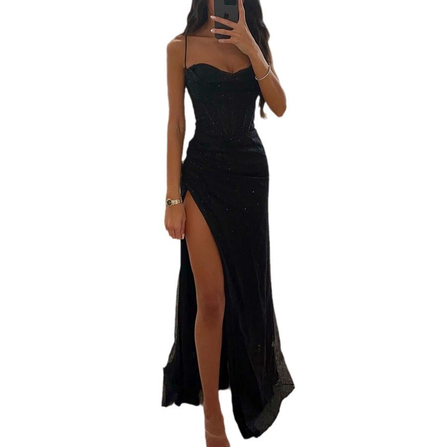 Shiny Split Long Prom Dress