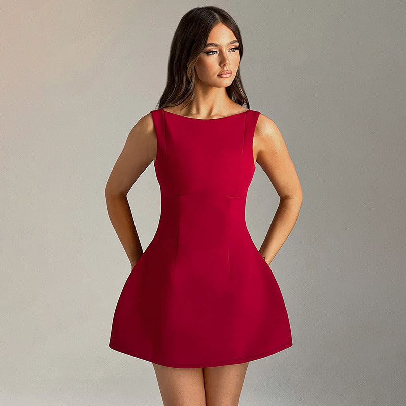 Sleeveless Backless Short Dress